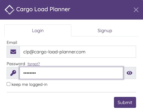 cargo load planner login